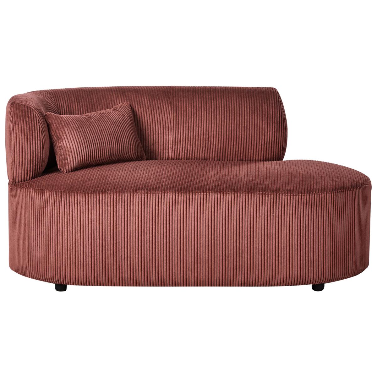 CHAISELONGUE-LINKSSEITIGE Cord Rot Vanvey - Rot/Schwarz, Textil (147/73/78cm) - Beliani