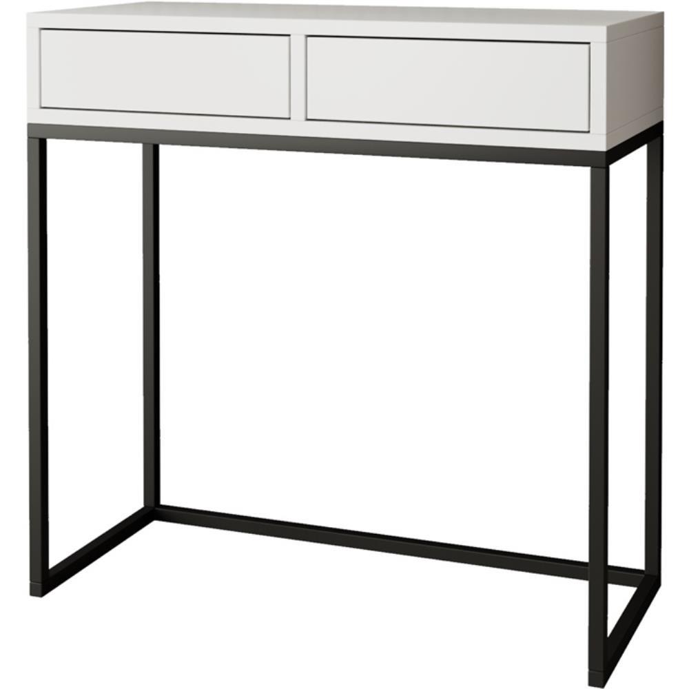 KONSOLENTISCH Lango 80/85/35 weiß mit schwarzen Matellbeinen - Schwarz/Weiß, Holzwerkstoff/Metall (35/80/85cm) - Beautysofa