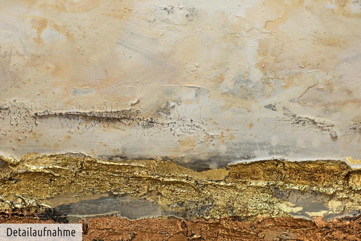 ACRYLBILD HANDGEMALT 120/40 cm - Weiß/Braun, Holz/Textil (120/40cm) - KUNSTLOFT