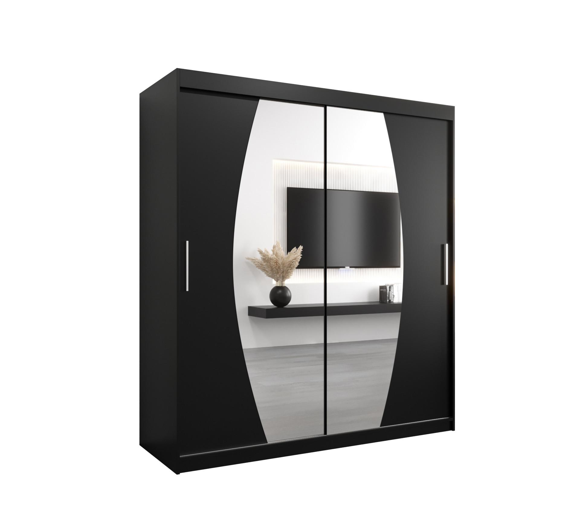 SCHWEBETÜRENSCHRANK 200/180/62 2-türig - Silberfarben/Schwarz, Holz/Kunststoff (180/200/62cm) - MÖBEL KRYSPOL