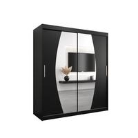 SCHWEBETÜRENSCHRANK 200/180/62 2-türig - Silberfarben/Schwarz, Holz/Kunststoff (180/200/62cm) - MÖBEL KRYSPOL