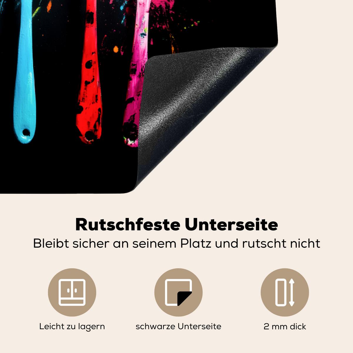 HERDABDECKPLATTE Löffel - Gewürze - Modern - Graffiti - Farbe - Farbenfroh Induktionsmatte 83x51 cm - Multicolor, Kunststoff (83/51.5/0.2cm) - MuchoWow