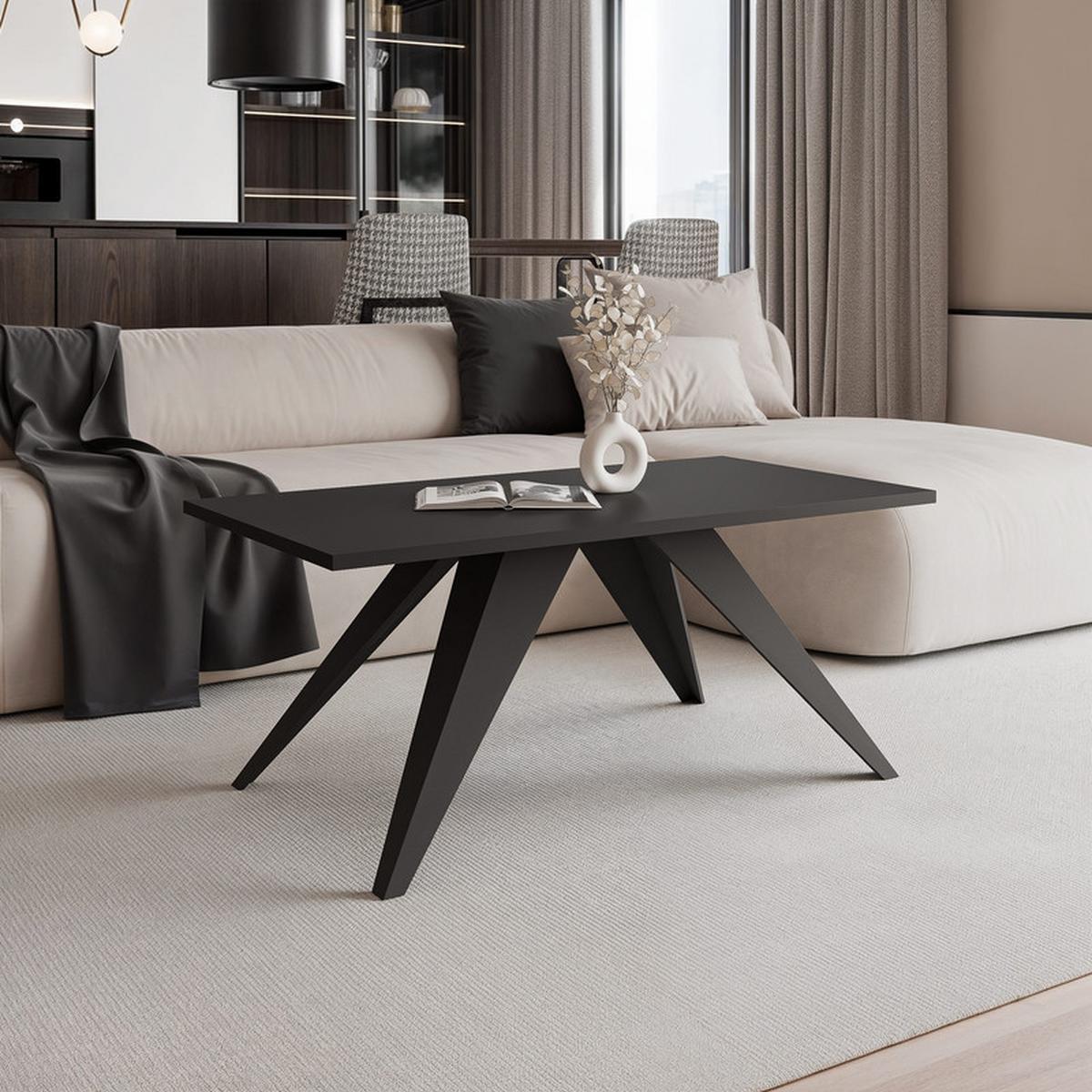 COUCHTISCH AIRA 120/60/48 cm Rechteckig, Schwarz - Schwarz, Metall (60/120/48cm) - Idohome