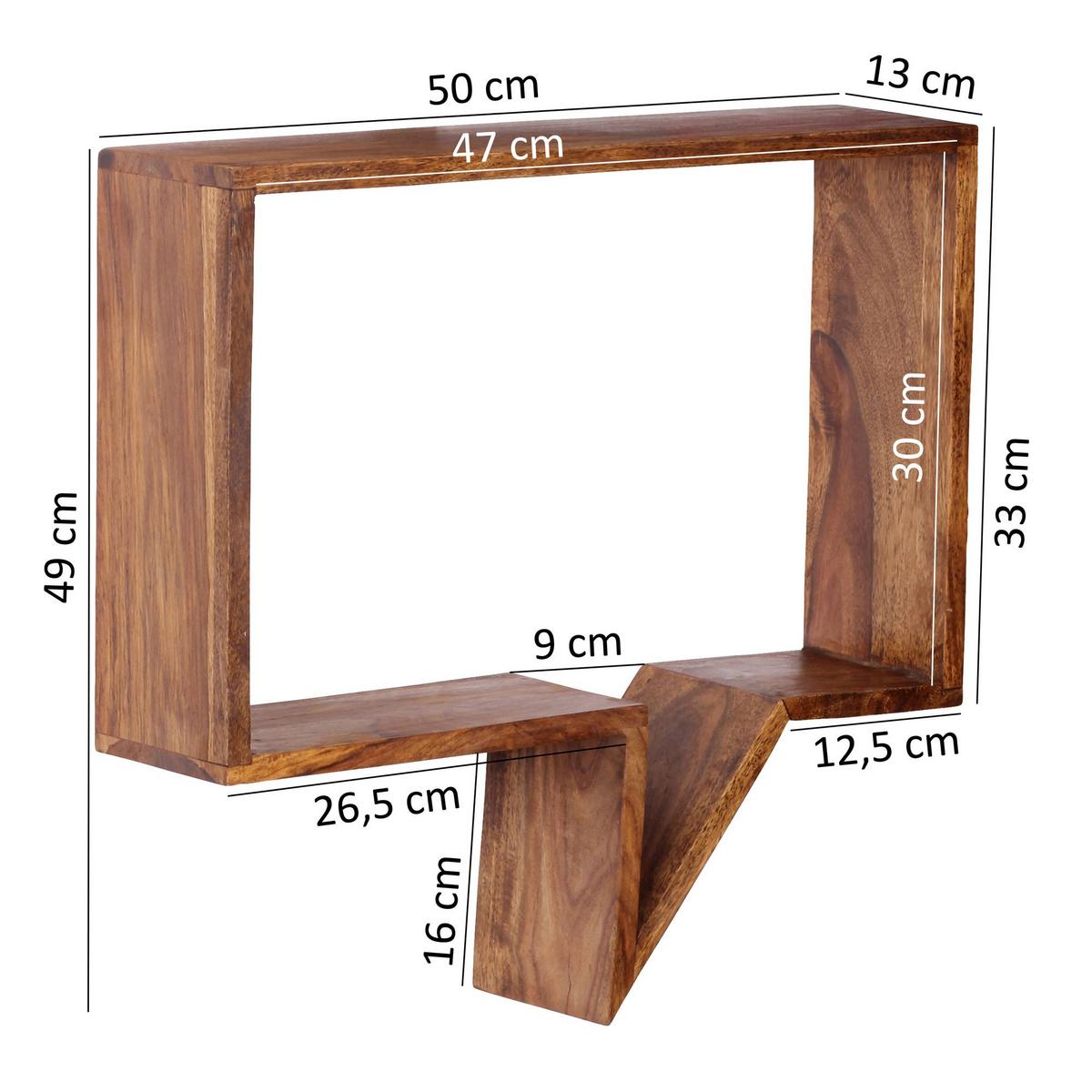 WANDREGAL Set MUMBAI Massivholz Hängend Landhausstil, Dunkelbraun 50x13x49 cm - Braun, Holz (50/49/13cm) - KADIMA DESIGN