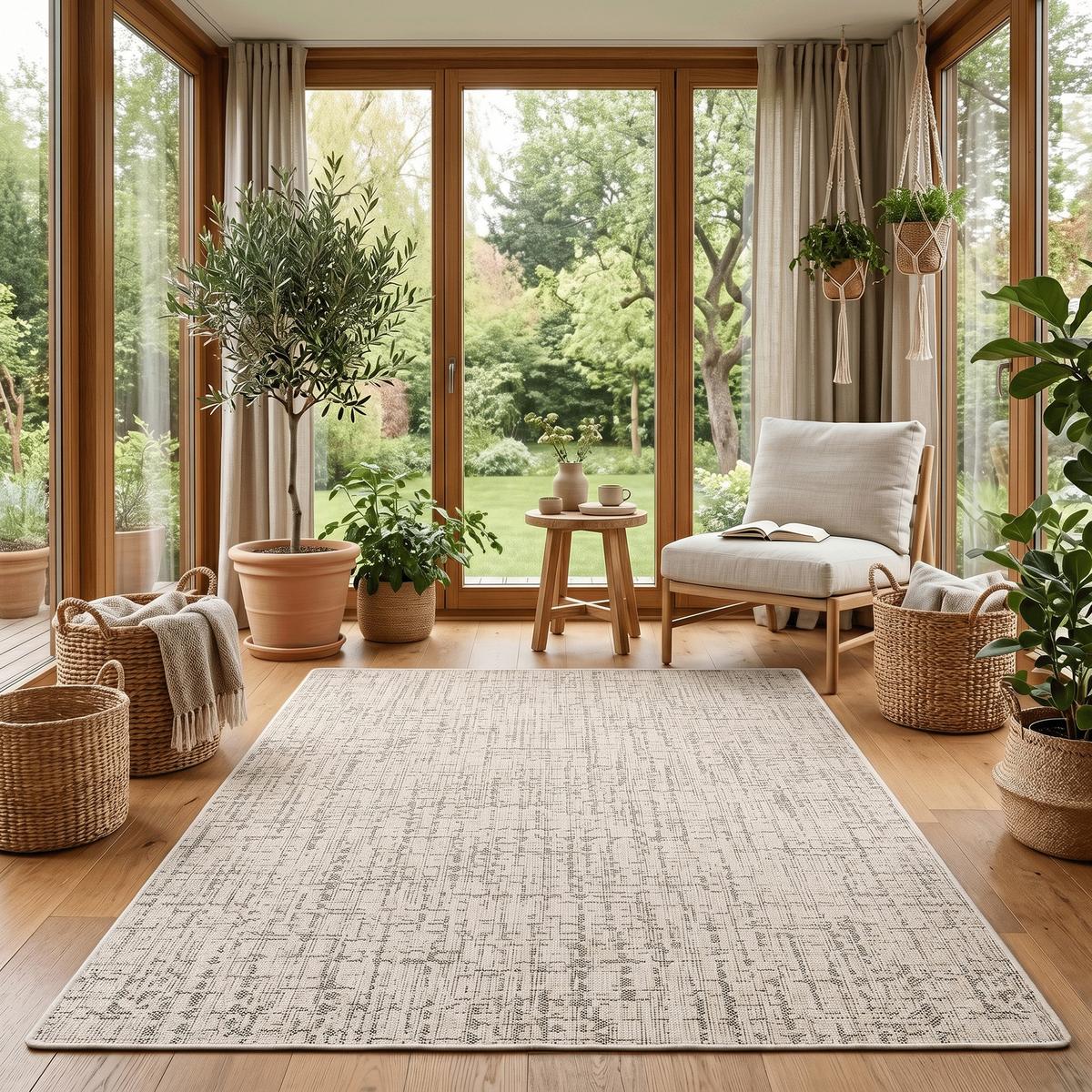 IN & OUTDOOR TEPPICH FLACHGEWEBE OSLO KARO MODERN - Creme, Textil (80/400cm) - Snapstyle