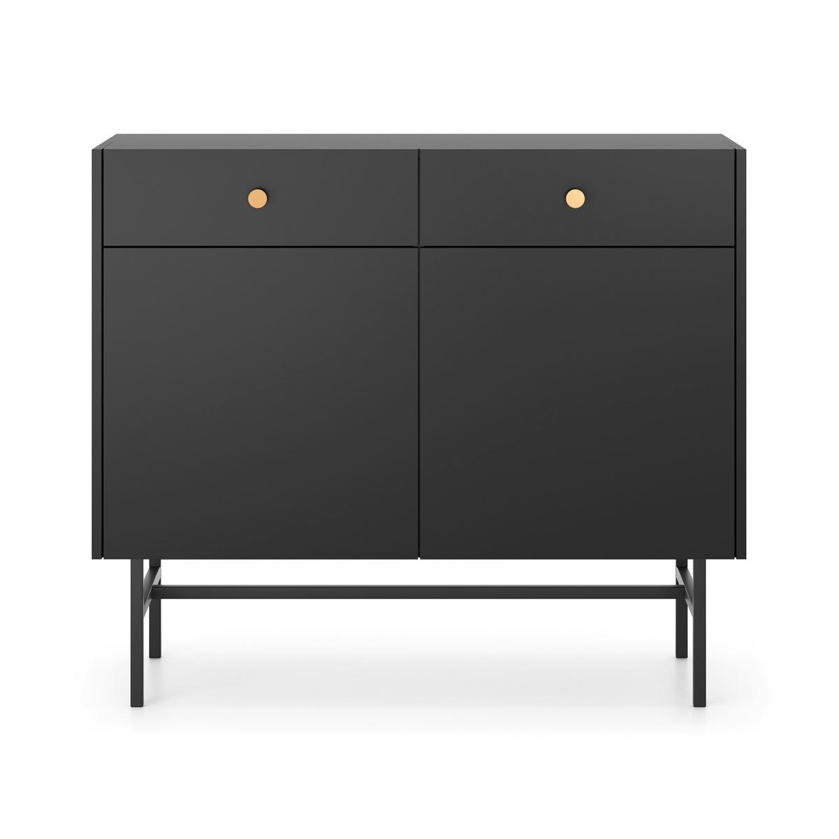 KOMMODE Dalia mit 2 Türen und 2 Schubladen, 104 cm, Schwarz - Schwarz, Holzwerkstoff/Metall (104/84/39cm) - Beautysofa