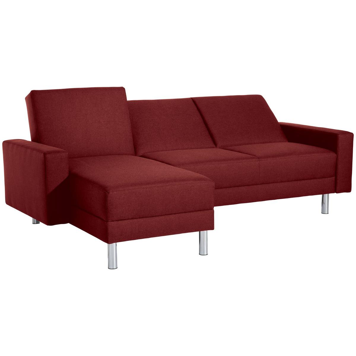 FUNKTIONSSOFA mit Hocker Katryna Flachgewebe rot - Rot, Kunststoff (144/92/230cm) - 58aufmkessel