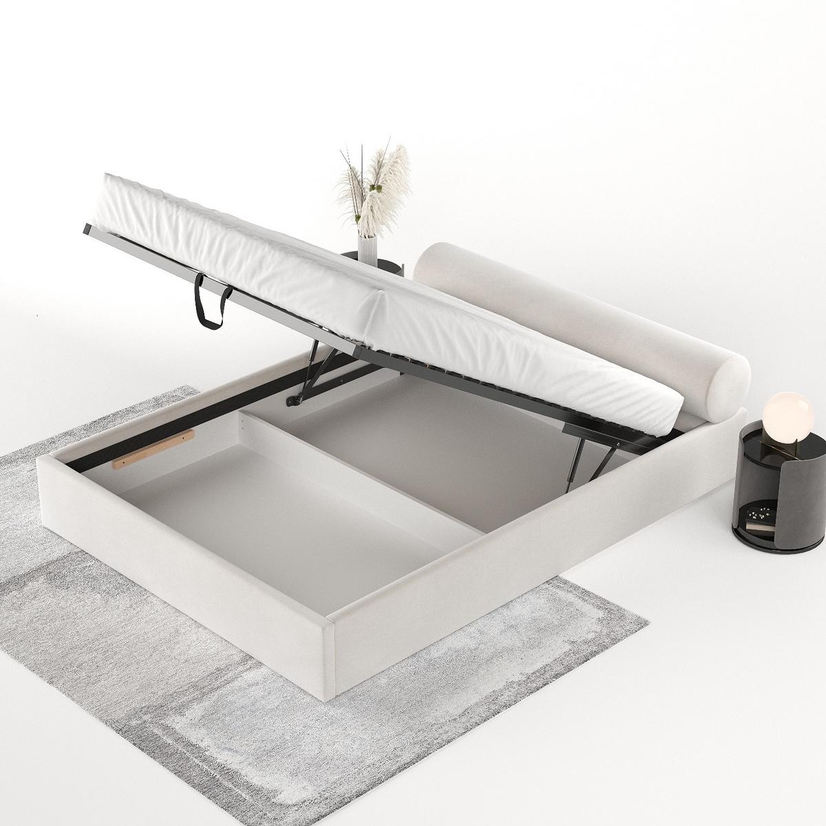POLSTERBETT Solvo mit Stauraum 200/200 cm Creme im Paros Stoff - Creme/Schwarz, Holz/Holzwerkstoff (200/200cm) - AltaBeds