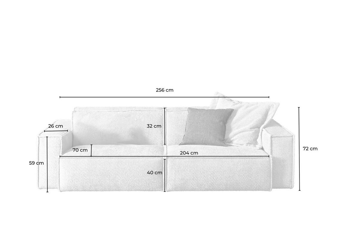 SOFA SAMU Hellgrau Webstoff - Hellgrau/Schwarz, Kunststoff/Textil (256/72/106cm) - KAWOLA