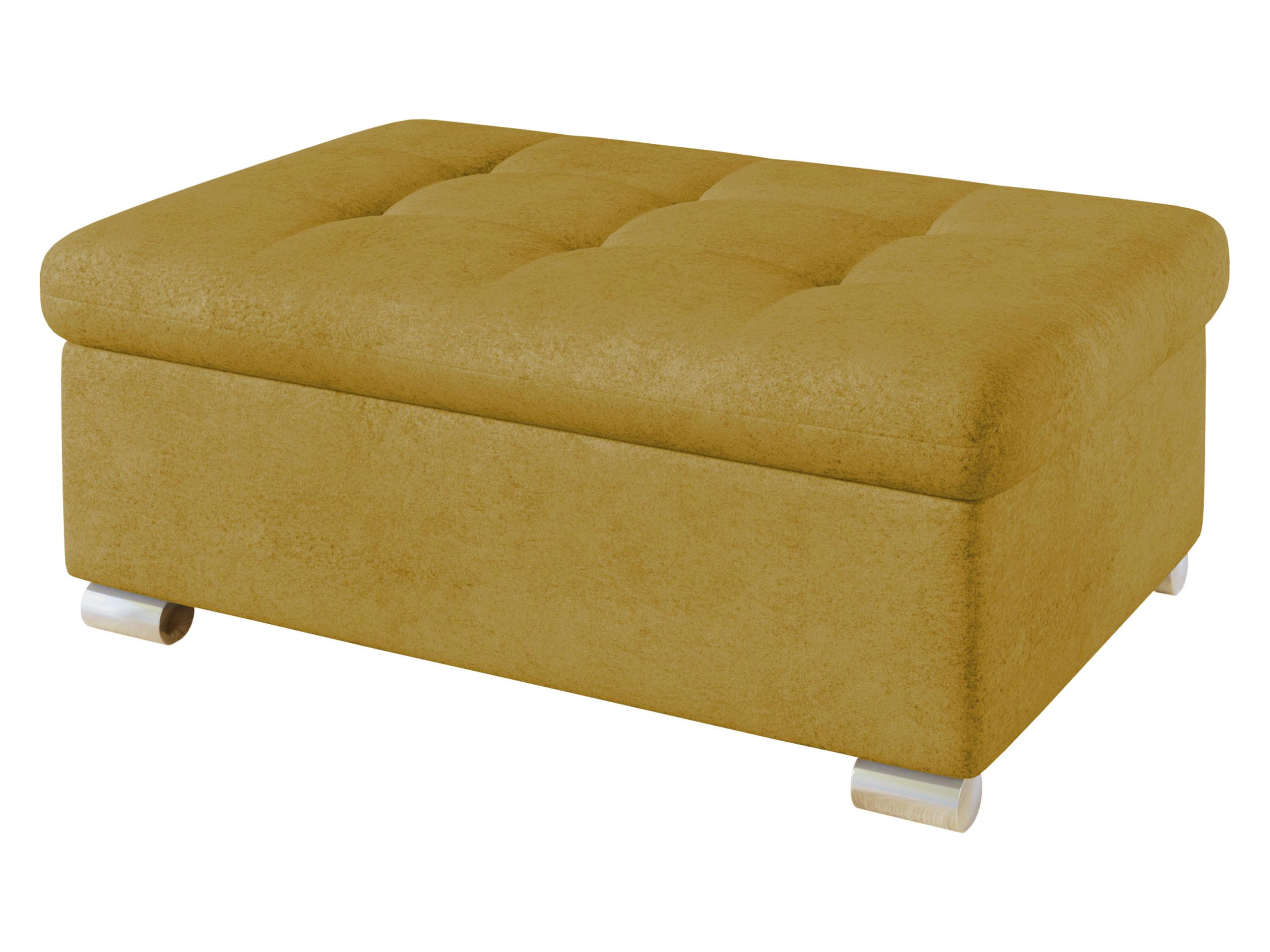 POLSTERHOCKER Niko Groß - Currygelb/Silberfarben, Holz/Textil (96/41/70cm) - MIRJAN24