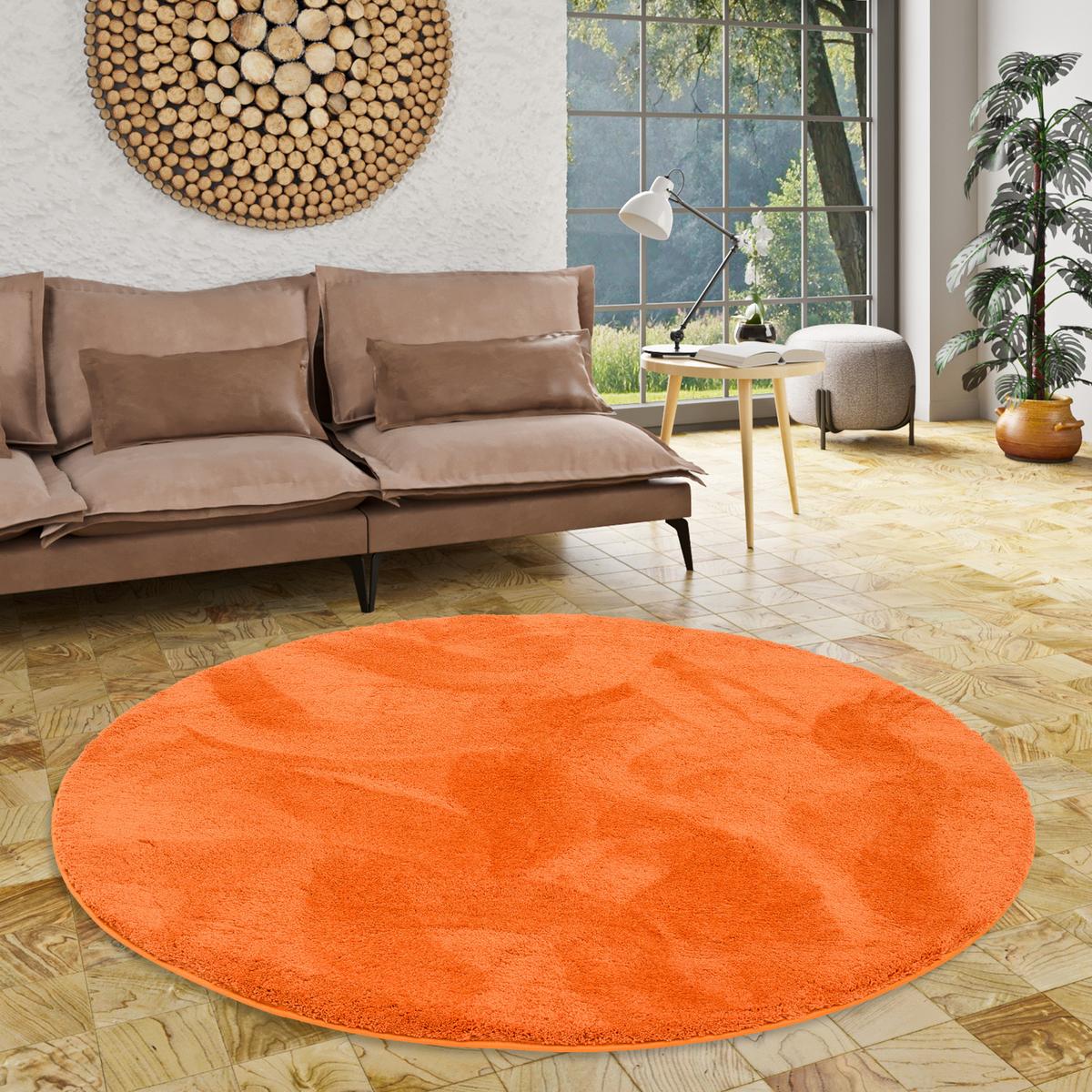 HOCHFLOR SUPER SOFT TEPPICH SILKY RUND - Orange, Textil (160/160cm) - Pergamon