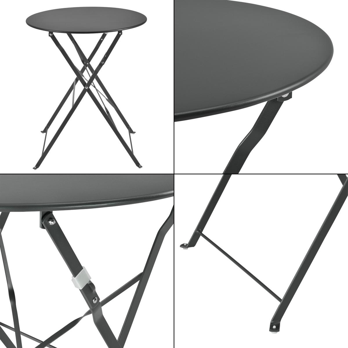 BALKON-SET 3 TLG. Caprile - Dunkelgrau, Metall - [en.casa]
