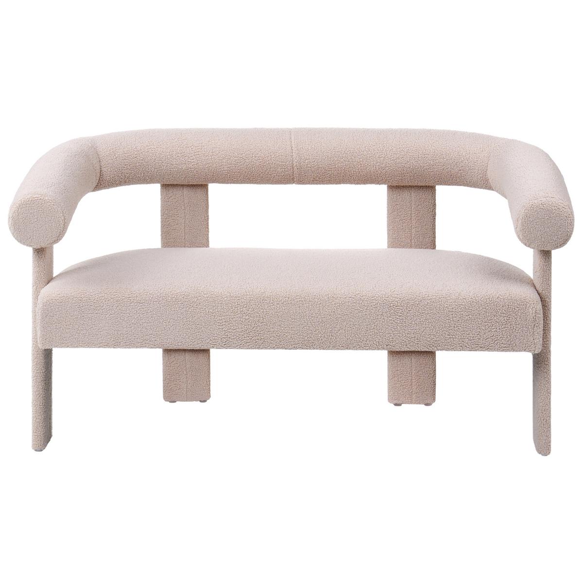 SOFA-SET Bouclé Hellbeige Ilbro - Hellbraun/Beige, Textil (138/76/68cm) - Beliani