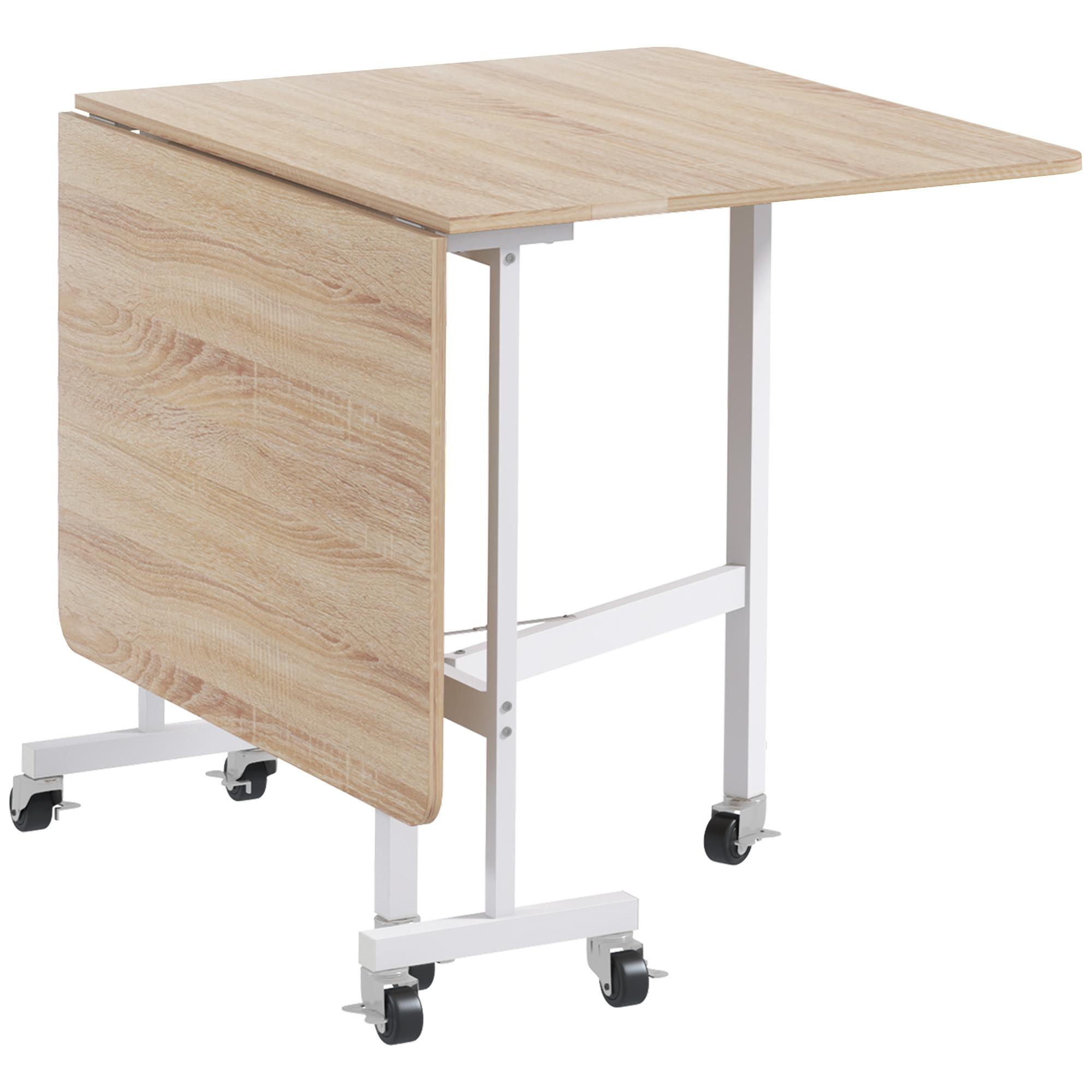 ESSTISCH, Küchentisch mit Rollen, Klapptisch für 4-6 Personen, für Küche, Eiche - Eichefarben/Schwarz, Holzwerkstoff/Metall (120/80/73cm) - HOMCOM