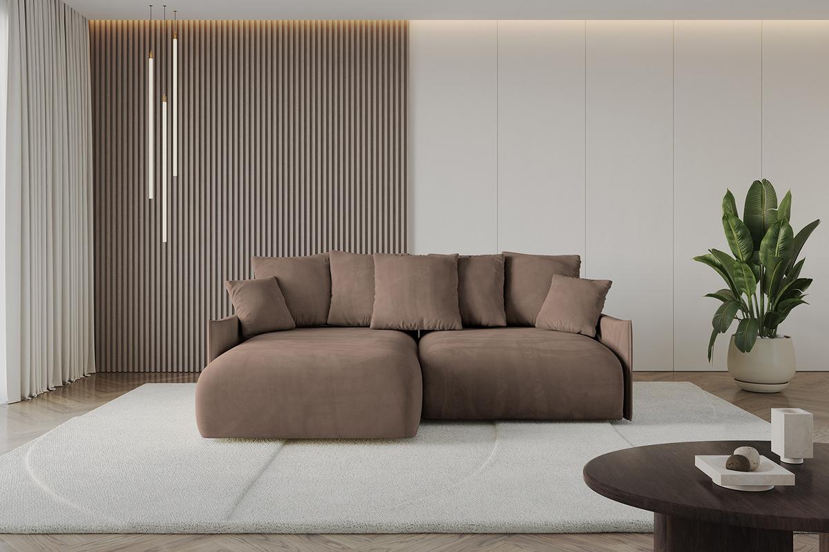 ECKSOFA Ottomane links ONESK-L -v1 216x177x72 Braun Velours - Braun, Holzwerkstoff/Kunststoff (216/177cm) - ALTDECOR