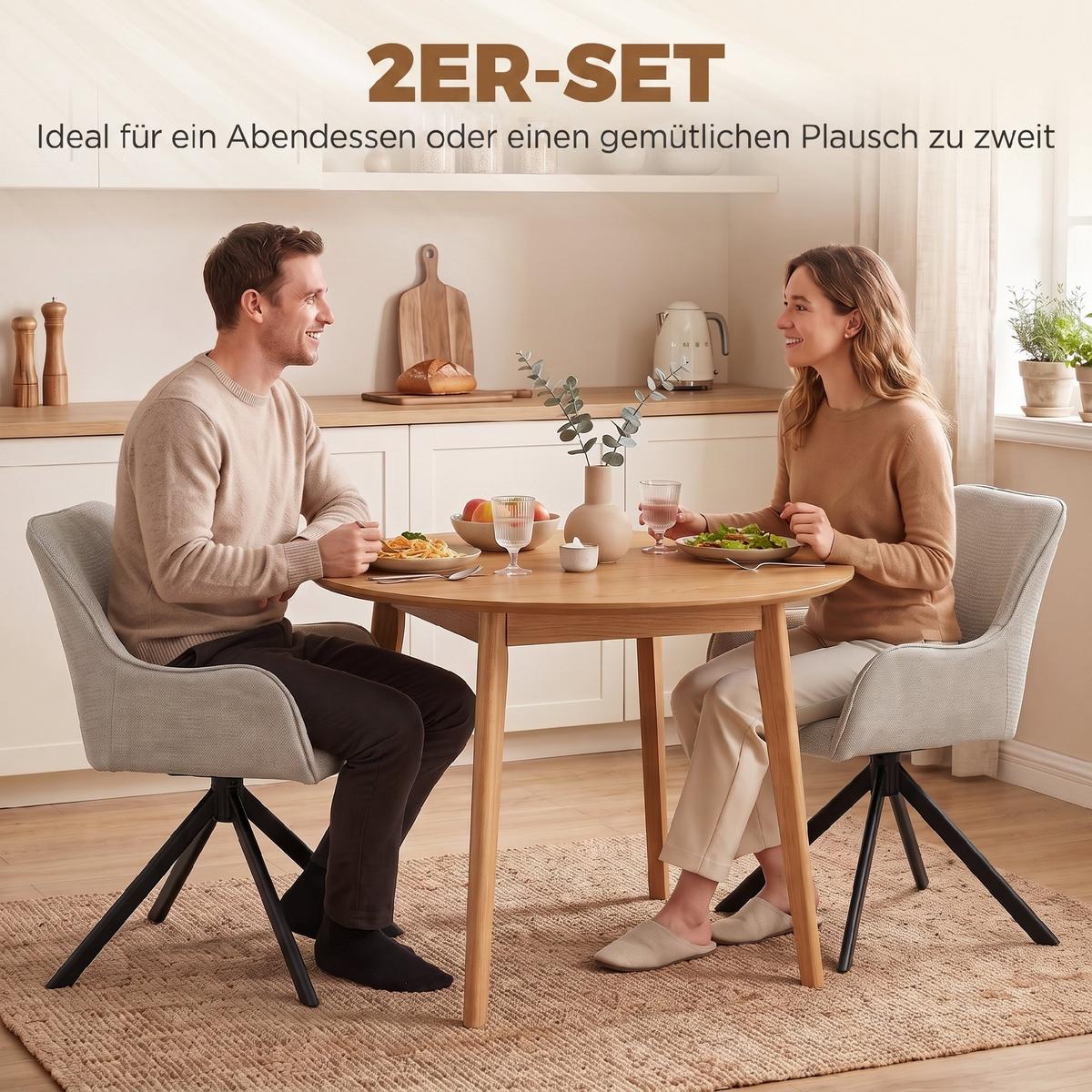 ESSZIMMERSTÜHLE 2er Set Polyester Metall Beige - Beige/Schwarz, Textil/Metall (55/82/60cm) - HOMCOM