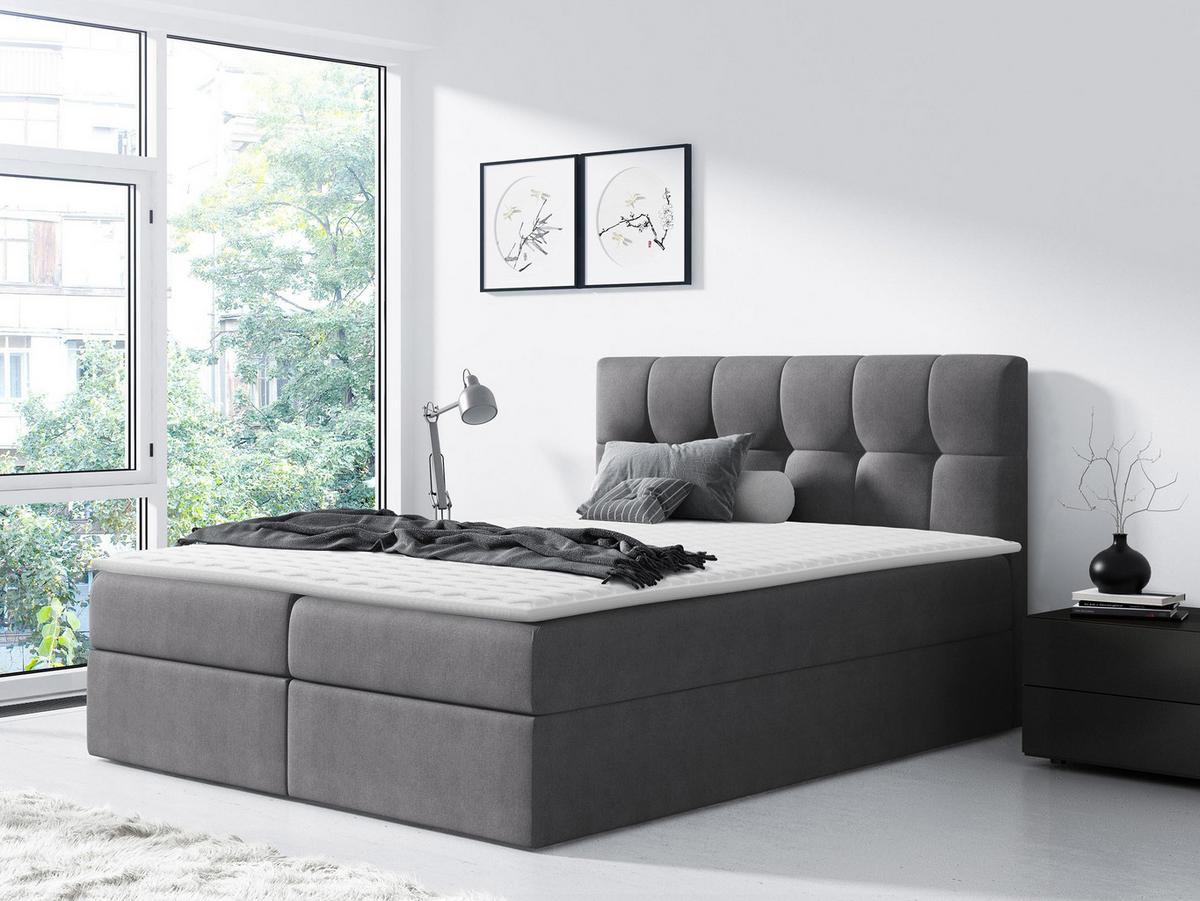 BOXBETT Rico - H3 - Grau, Holz/Textil (160/200cm) - MIRJAN24