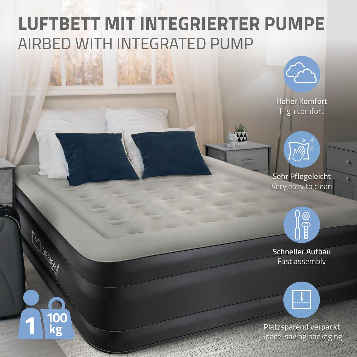 LUFTBETT in Grau 196x97x47 cm - Grau, Kunststoff/Textil (97/196cm) - ML-DESIGN
