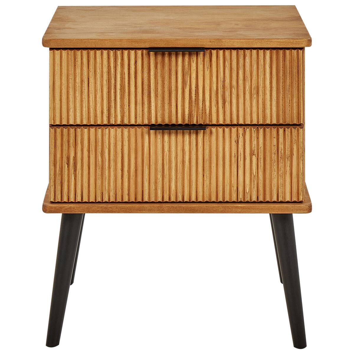 NACHTTISCH mit 2 Schubladen Braun Timmins - Schwarz/Braun, Holz (40/48/56cm) - Beliani
