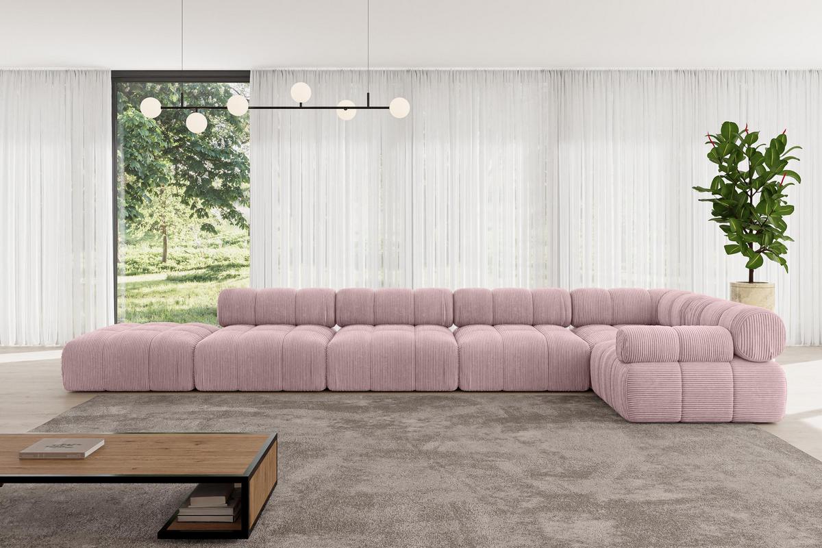 ECKSOFA modulares Sofa Felto-L3 - 475x190x70 cm Rosa Cord - Rosa, Holzwerkstoff/Textil (475/190cm) - ALTDECOR