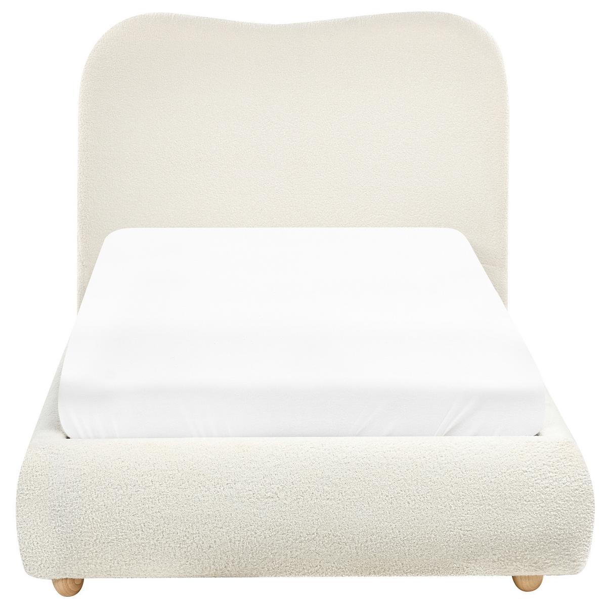 BETT mit Stauraum 90/200 cm Bouclé Cremeweiß Blagnac - Creme, Textil (90/200cm) - Beliani