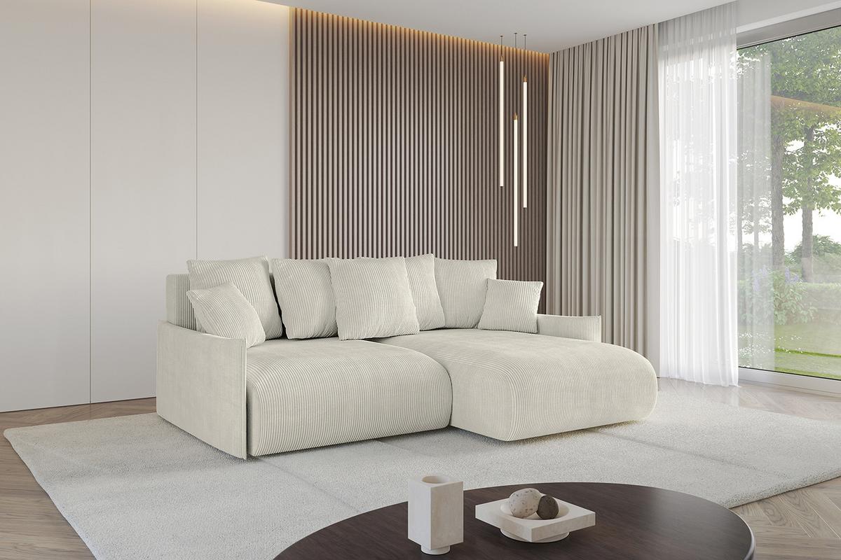 ECKSOFA Ottomane rechts ONESK-L -v1 216x177x72 Creme Cord - Ecru/Creme, Holzwerkstoff/Kunststoff (177/216cm) - ALTDECOR