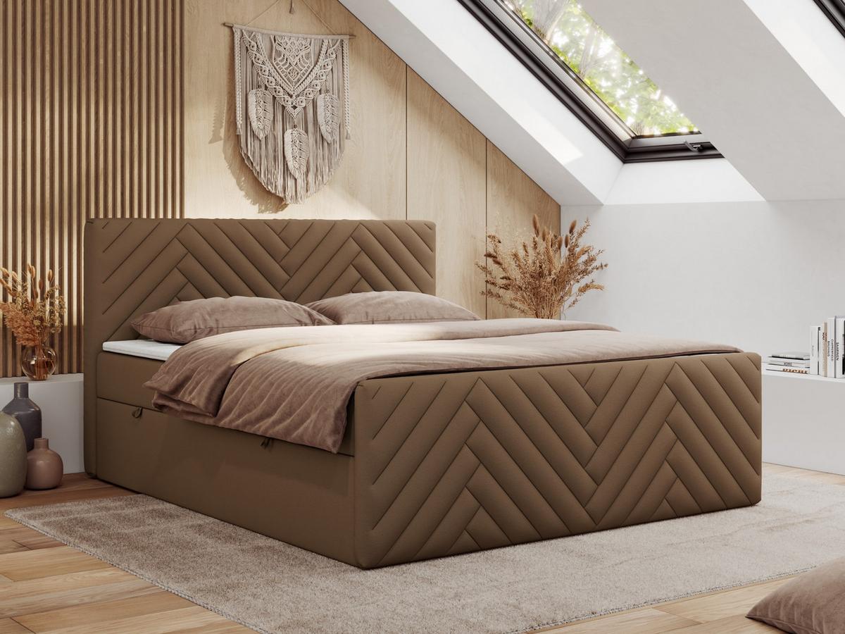 BOXBETT PARIS DUO 120/200 - Braun Kunstleder - H3 - Braun, Holz/Textil (120/200cm) - MKS