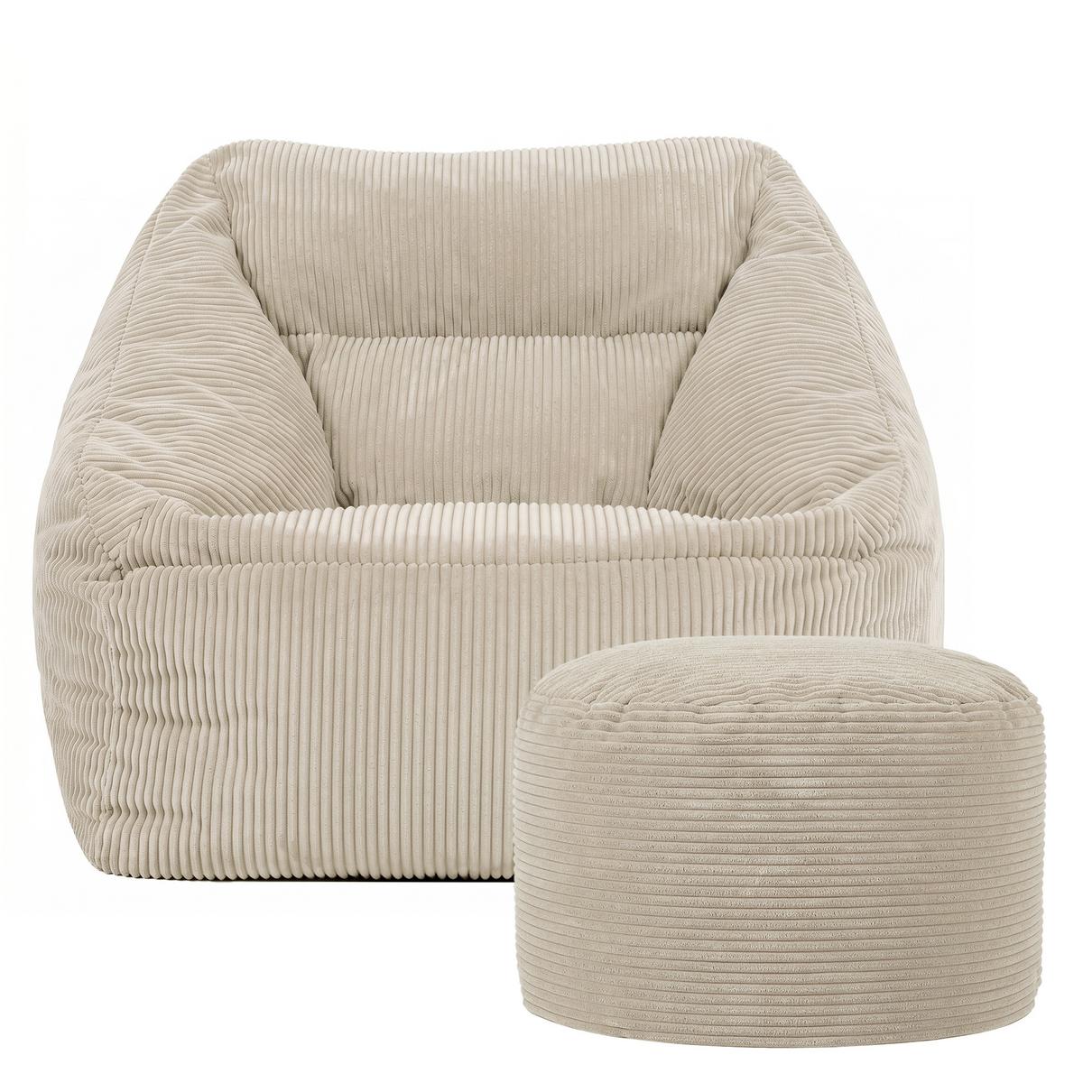 SITZSACK Sessel Natalia mit Sitzpouf - Beige, Textil (97/73/84cm) - icon