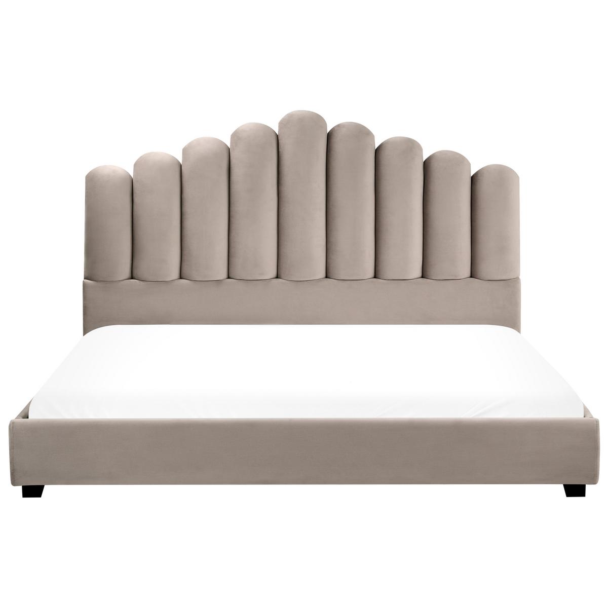 BETT mit Lattenrost 180/200 cm Taupe Vincennes - Taupe/Schwarz, Textil (180/200cm) - Beliani