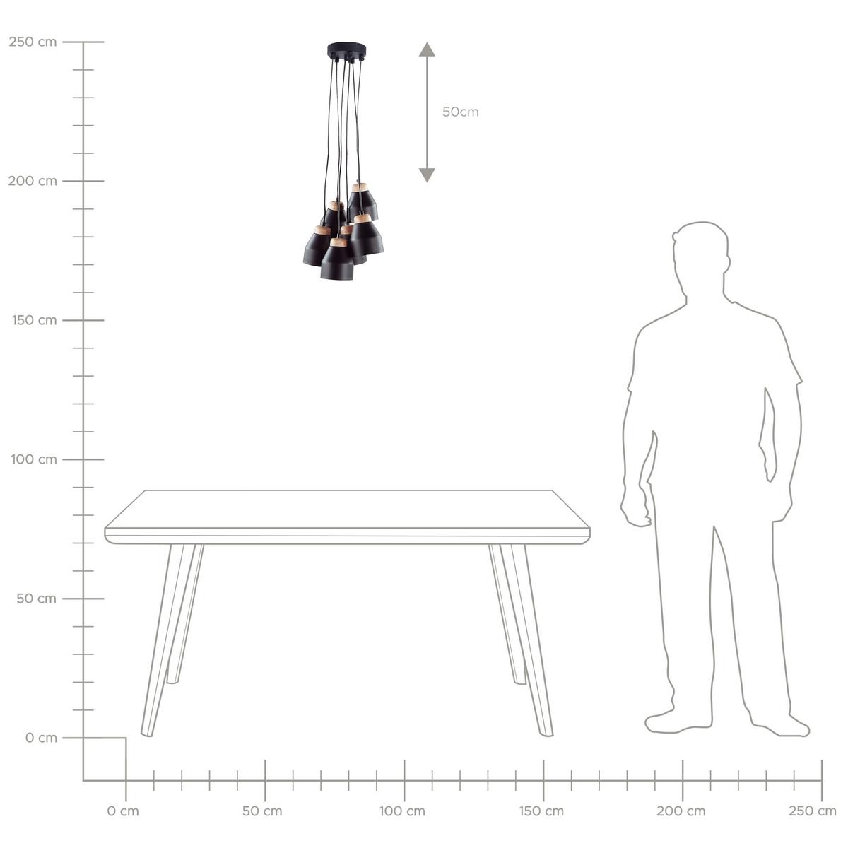 HÄNGELEUCHTE Cestos 12/12/68 cm - Schwarz, Metall (12/12/68cm) - Beliani