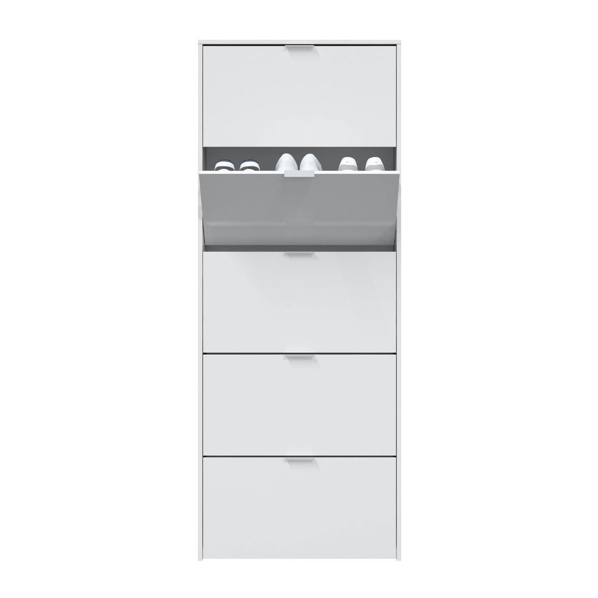 SCHUHSCHRANK 5 Klappen Zapateros - L70 cm - Weiß, Holzwerkstoff (17/180/44.3cm) - Calicosy
