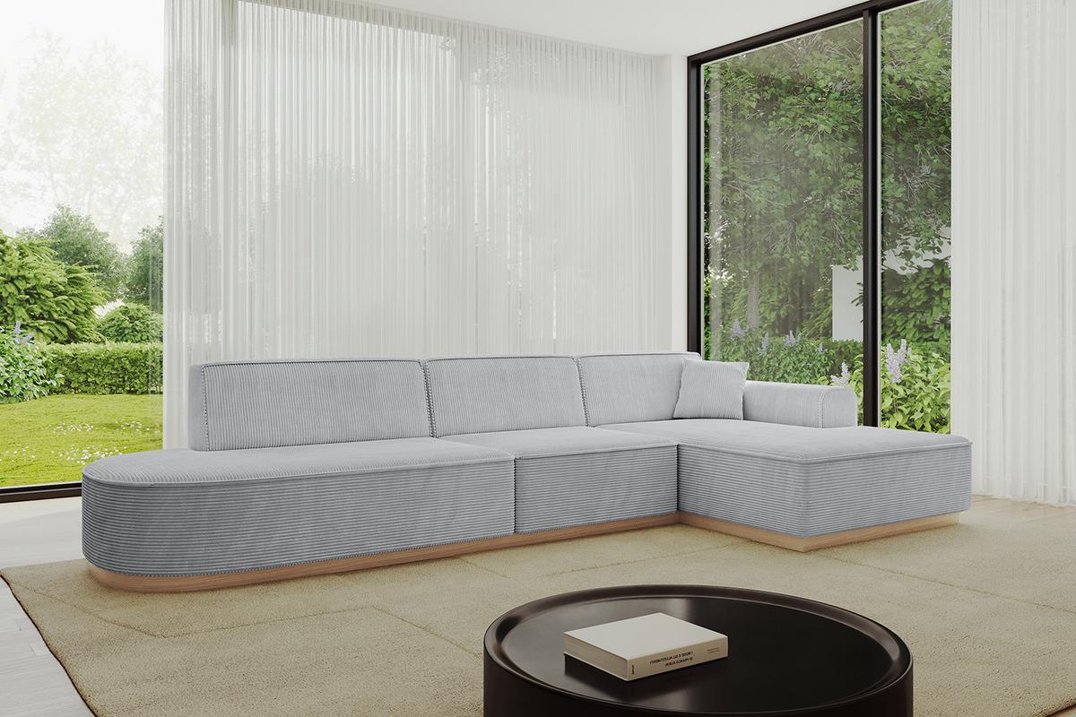 ECKSOFA Ottomane Rechts IREA-L2 - 327x165x80 cm Grau - Grau, Holzwerkstoff/Textil (327/165cm) - ALTDECOR