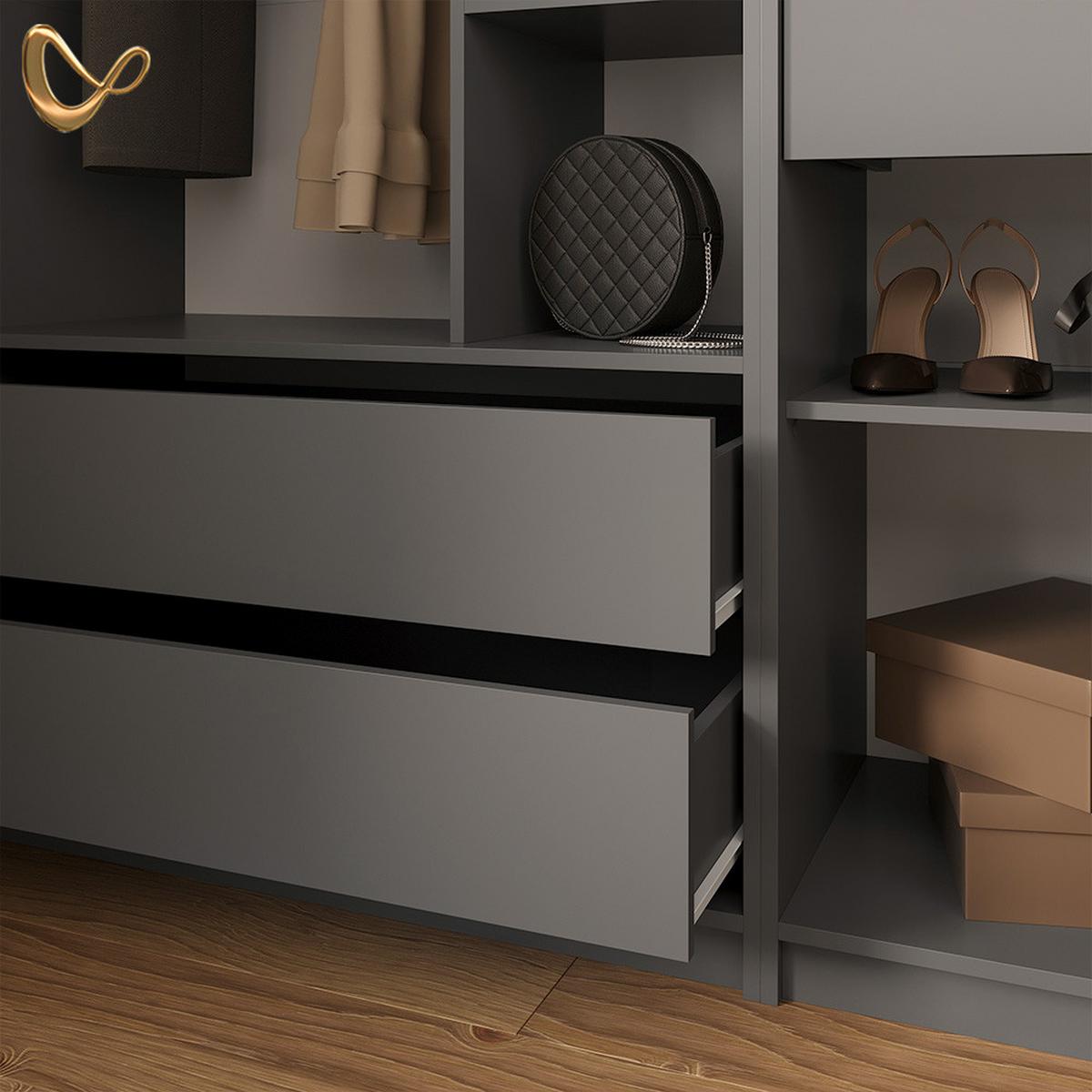 KLEIDERSCHRANK Trento Anthrazit 3er Set - Anthrazit, Holzwerkstoff (100/200/50cm) - Livinity®
