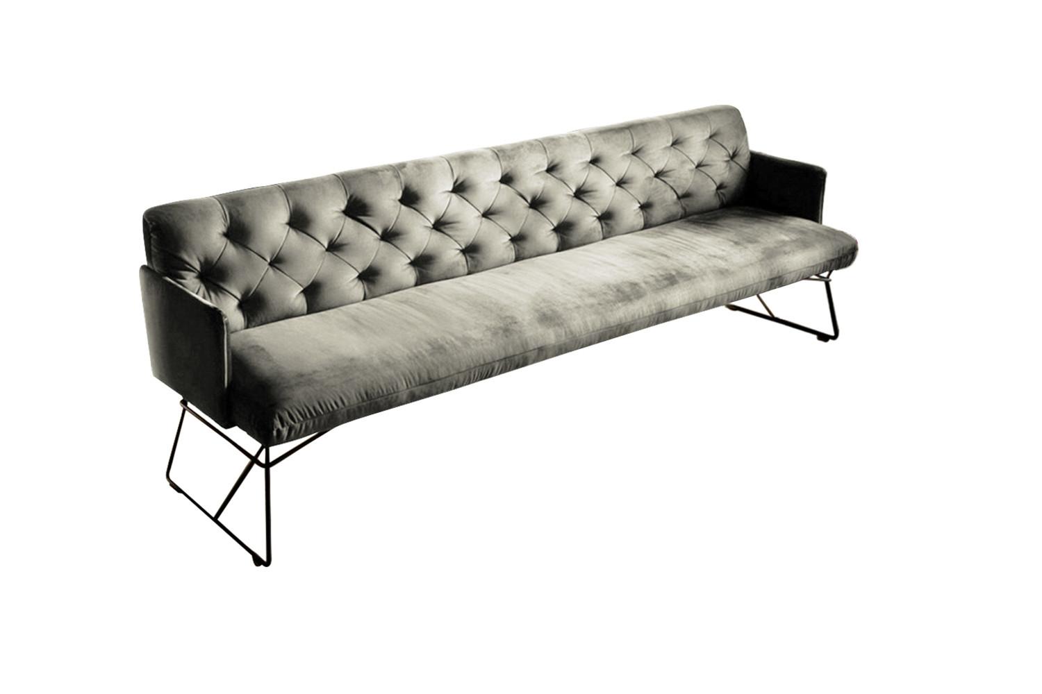 ESSZIMMERBANK CHARME Silber Velvet - Silberfarben, Textil (186/85/68cm) - KAWOLA