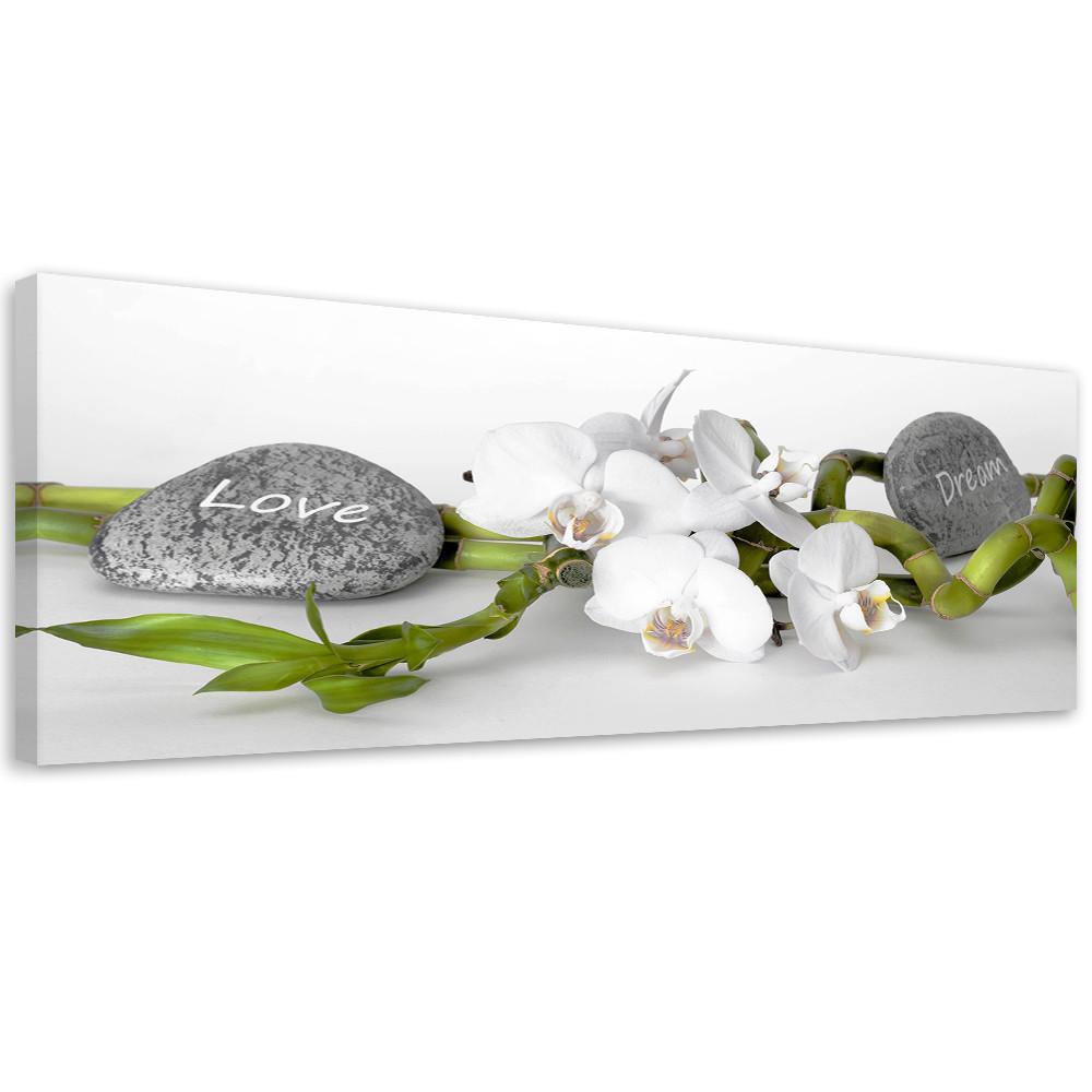 WANDBILD weiße zen orchidee - Weiß, Textil (90/30cm) - Feeby