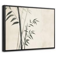 LEINWAND Bilder mit Rahmen - Japandi - Bambus - Beige - 40x30 - Eukalyptusholzfarben, Textil (40/30cm) - MuchoWow