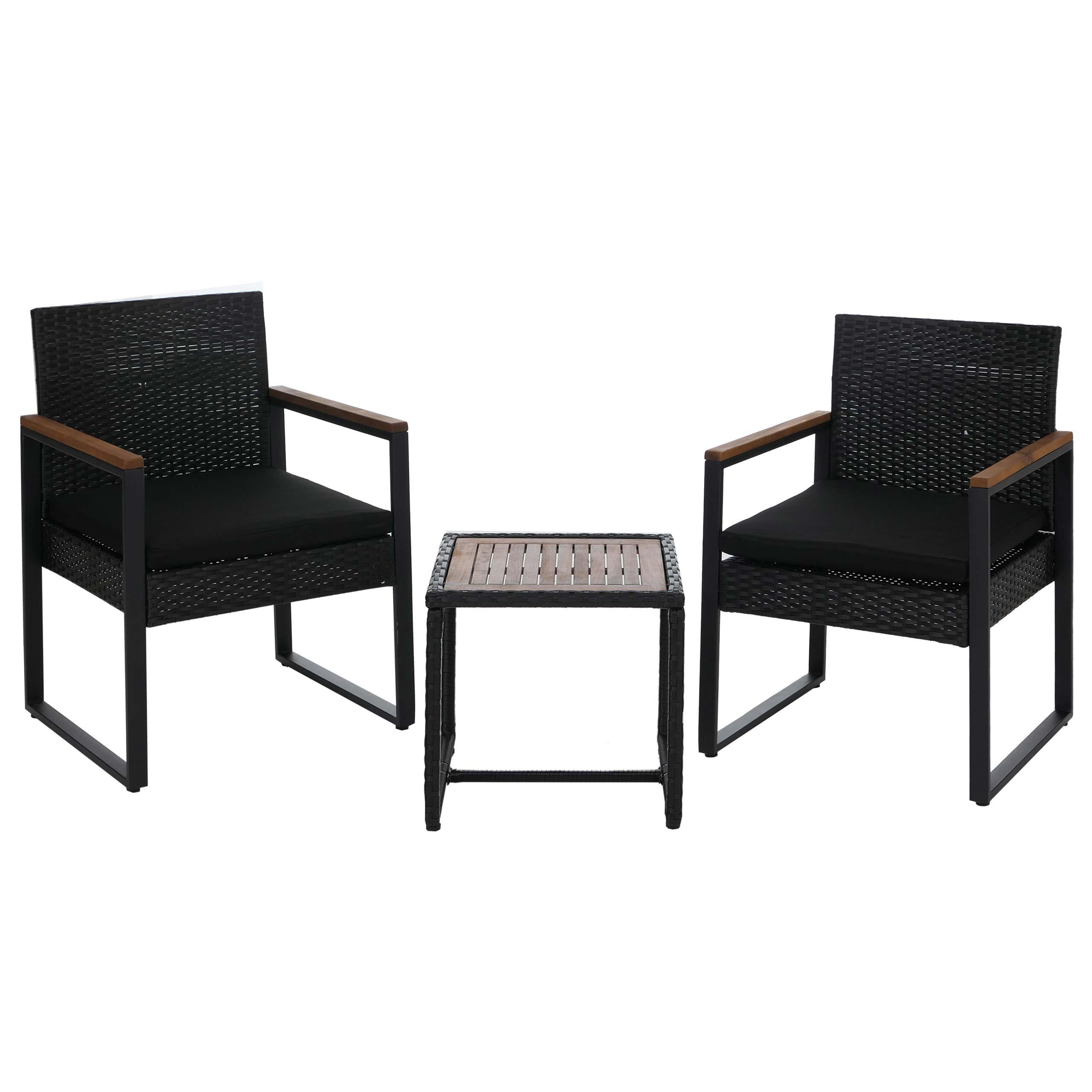 POLY-RATTAN GARNITUR Schwarz - Schwarz, Kunststoff - MCW