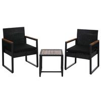 POLY-RATTAN GARNITUR Schwarz - Schwarz, Kunststoff - MCW