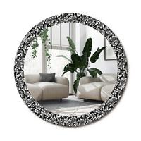 SPIEGEL Rund Ø 80 cm mit Aufdruck - Schwarz/Weiß, Glas (80/80/0.4cm) - Wallfluent