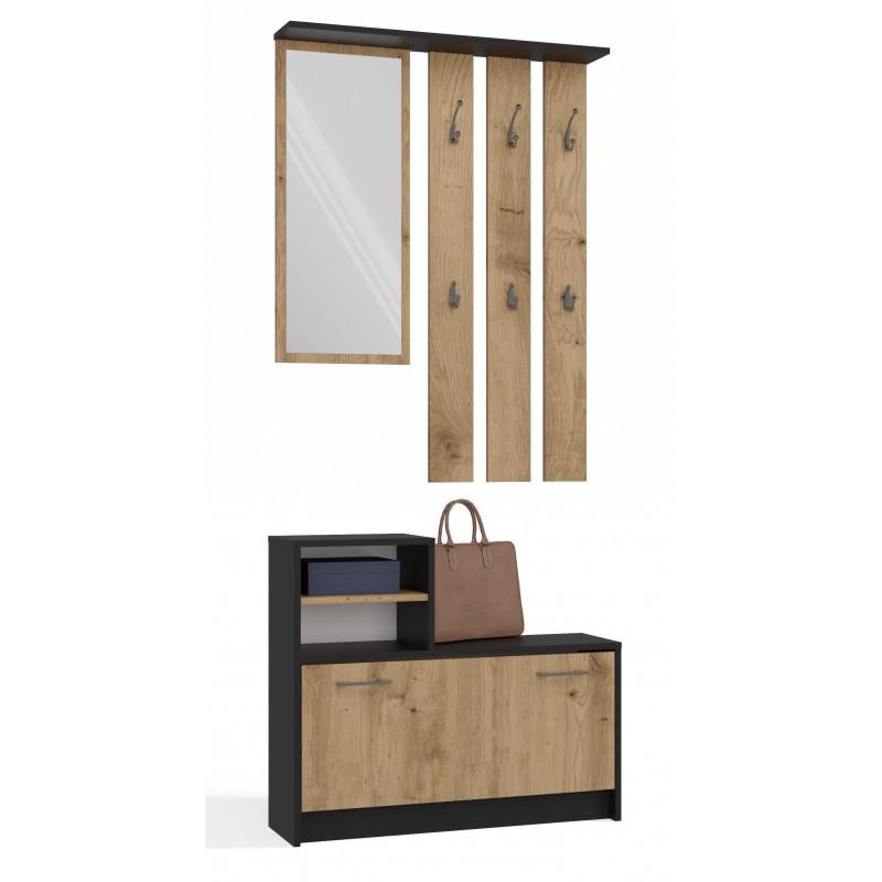 GARDEROBE praktisch Garderoben-Set mit Spiegel Anthrazit, Artisan 85/180/24 - Anthrazit, Holzwerkstoff (85/180/24cm) - RAUMHIRSCH FURNITURE