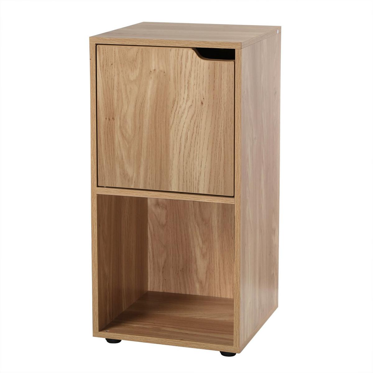 NACHTTISCH mit 2 Fächern im Holzdekor mit 1 Tür 30,7/29/61,6 cm - Eichefarben, Holzwerkstoff (29/61.6/30.7cm) - Calicosy