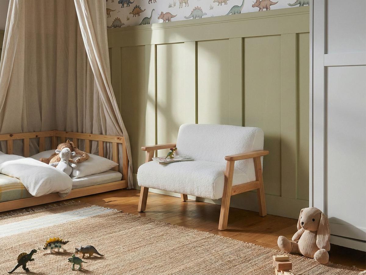 KINDERSOFA Bouclé Weiß Lalmo - Weiß, Textil (74/54/48cm) - Beliani