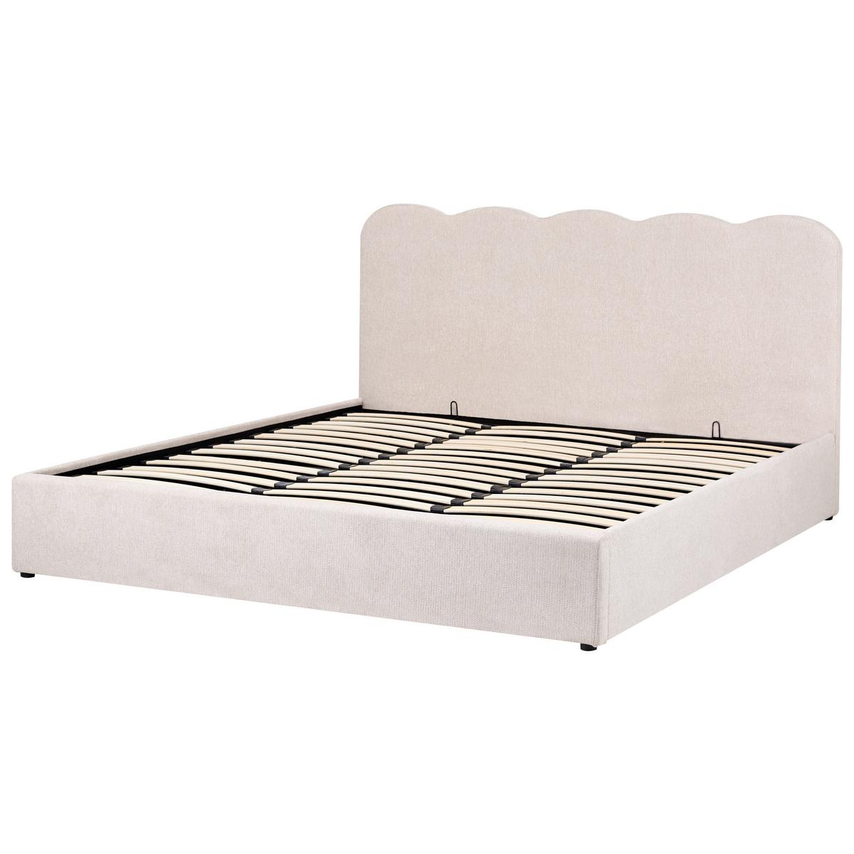 BETT mit Stauraum 180/200 Stoff Hellbeige Nanterre - Beige, Textil (180/200cm) - Beliani