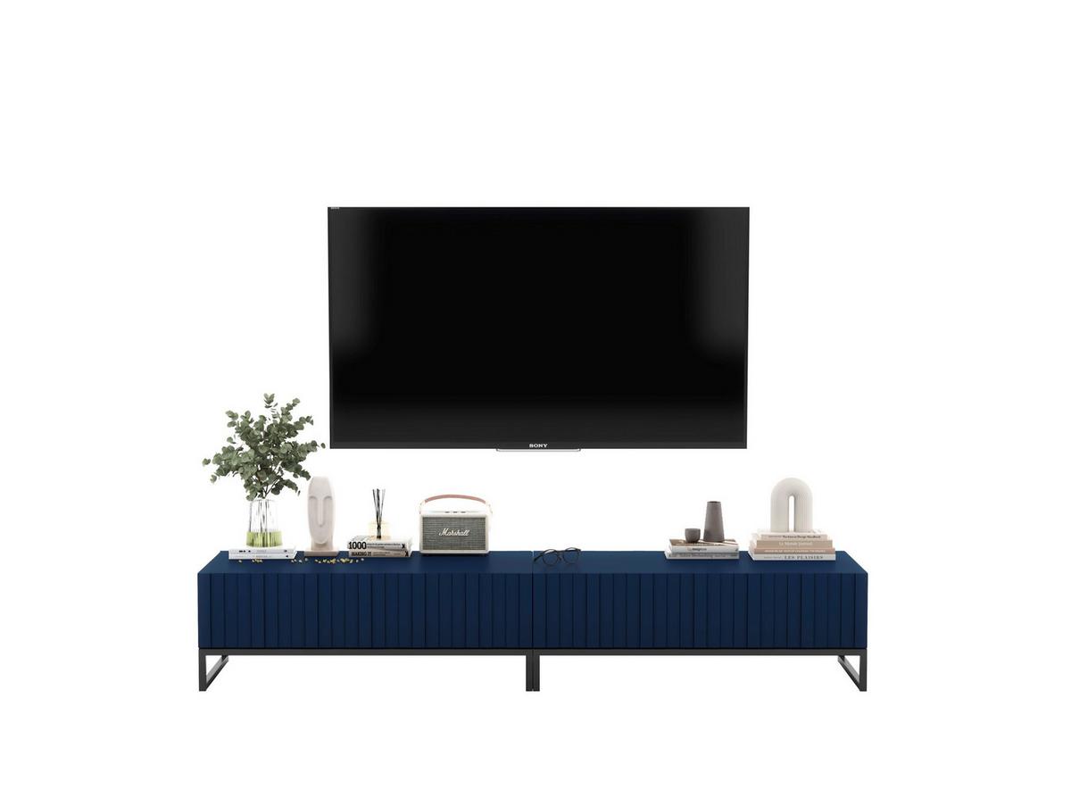 TV-LOWBOARD 2-er Set Elpis Marineblau Matt Glamour 110 cm - Blau/Schwarz, Holzwerkstoff/Metall (220/39/54cm) - Meble Lindner