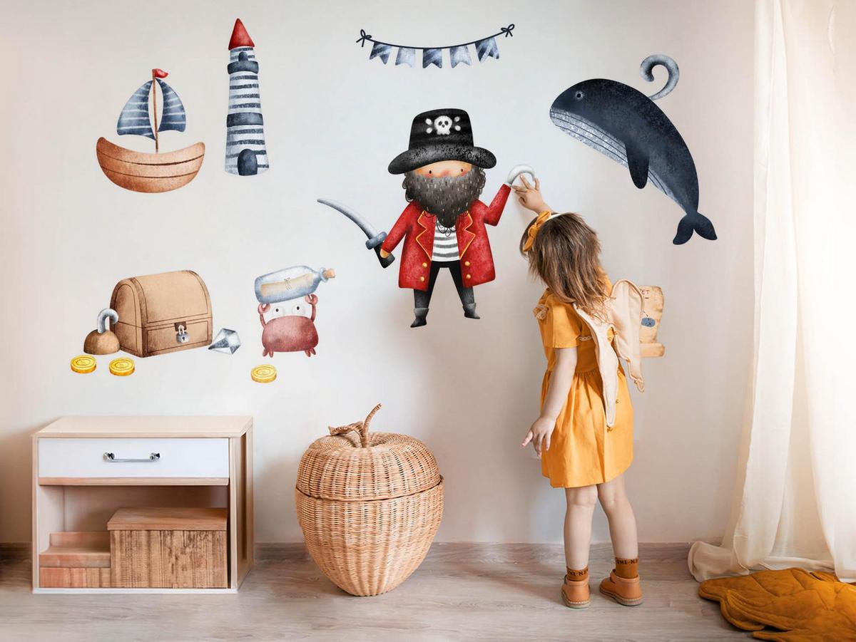 WANDAUFKLEBER 60x83cm - Piratenwelt - Multicolor, Kunststoff (60/83/0.1cm) - Wallfluent