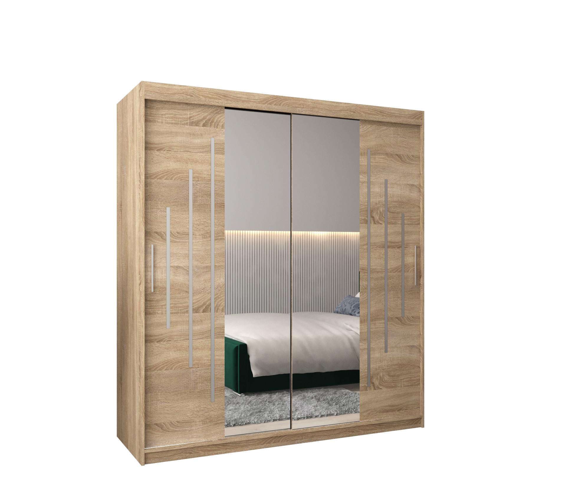 SCHWEBETÜRENSCHRANK 200/180/62 2-türig - Silberfarben/Sonoma Eiche, Holz/Kunststoff (180/200/62cm) - Abiks Möbel