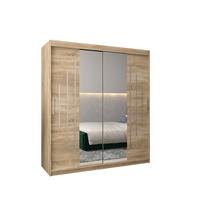 SCHWEBETÜRENSCHRANK 200/180/62 2-türig - Silberfarben/Sonoma Eiche, Holz/Kunststoff (180/200/62cm) - Abiks Möbel