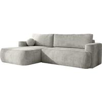 ECKSOFA Marion mit Schlaffunktion & Bettkasten in Chenille Hellgrau, Links 267/154/83 cm - Hellgrau/Schwarz, Kunststoff/Textil (267/154cm) - WFL GROUP