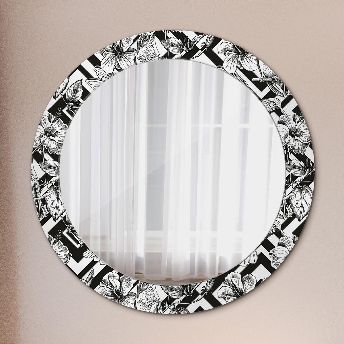 SPIEGEL Rund Ø 70 cm mit Aufdruck - Schwarz, Glas (70/70/0.4cm) - Wallfluent