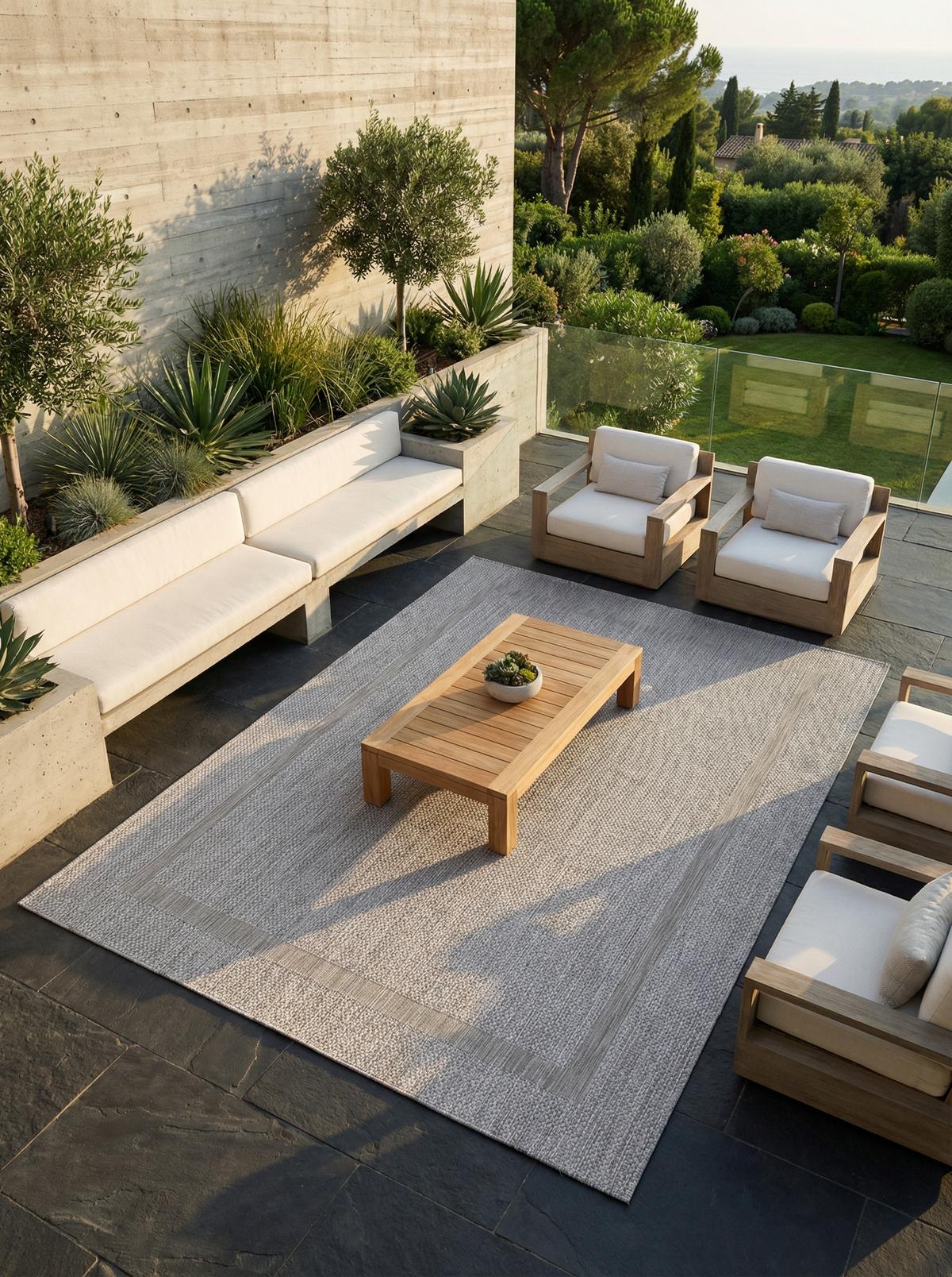 TEPPICH Outdoor ALSTER in Silber, einfarbig, 160 x 230 cm - Silberfarben, Textil (230/160cm) - KADIMA DESIGN